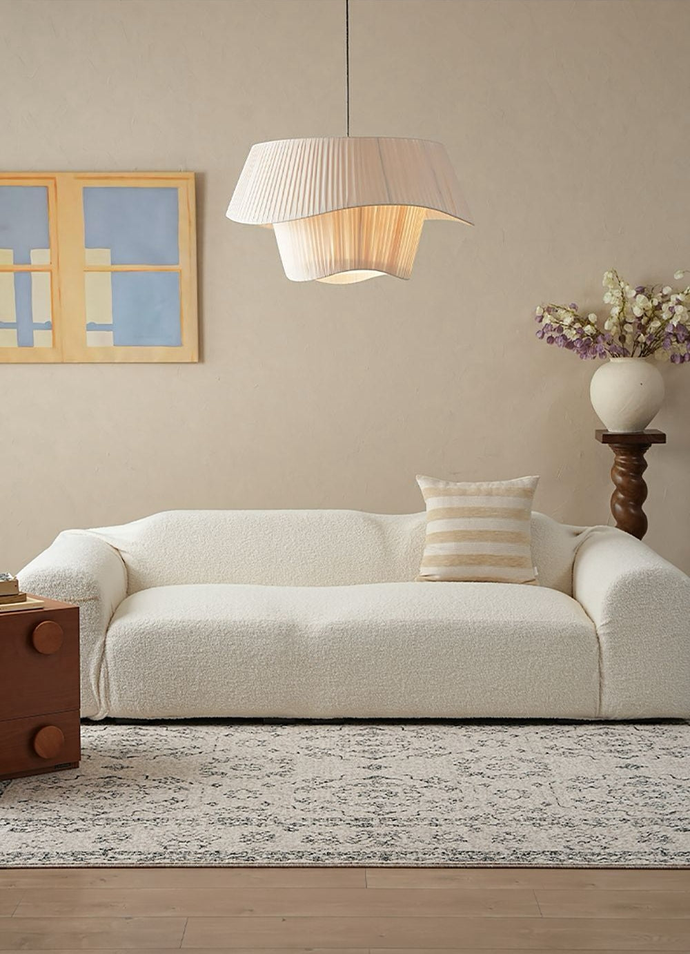 Plush Bouclé Couch Cover – 360° Stretch, Pet-Friendly & Washable