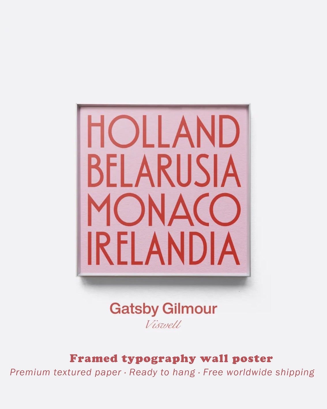 Pink Nations – Framed Typography Print