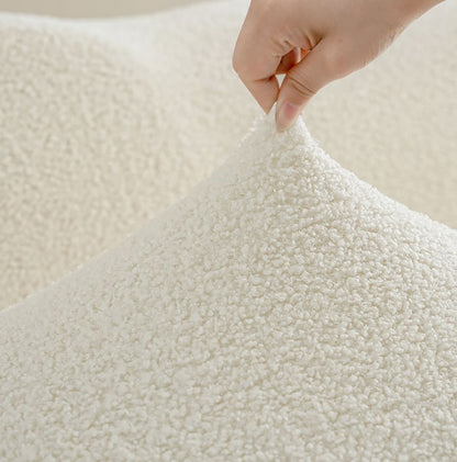 Plush Bouclé Couch Cover – 360° Stretch, Pet-Friendly & Washable