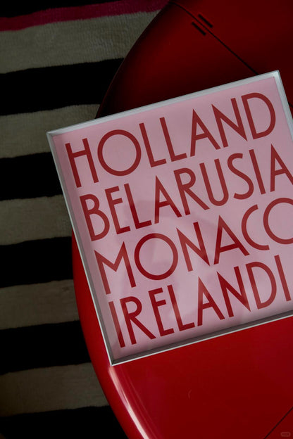 Pink Nations – Framed Typography Print