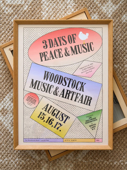 Woodstock '69 — 3 Days of Music & Peace Vintage Festival Art Print