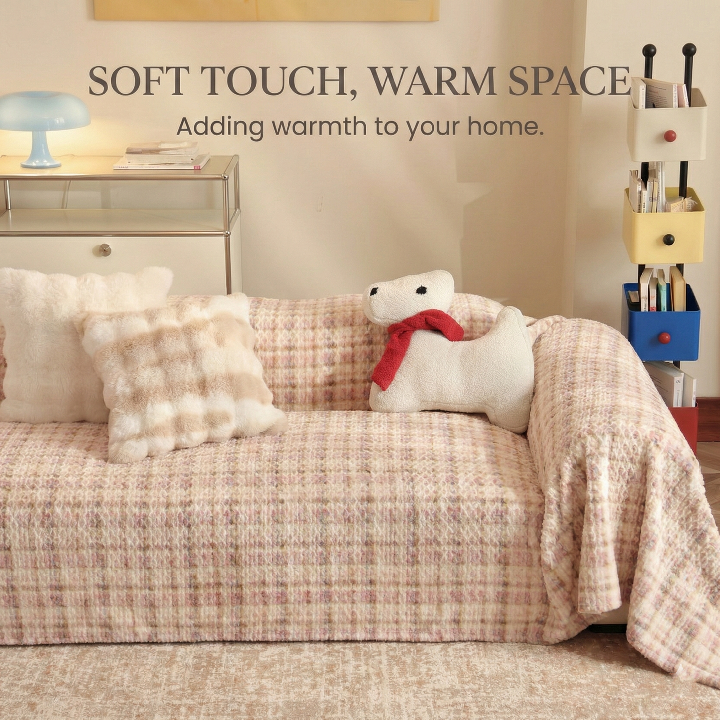 Sleek Faux Rabbit-Fur Rotary-Printed Couch Throw