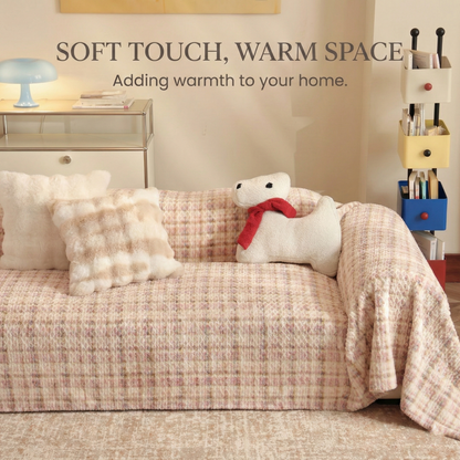 Sleek Faux Rabbit-Fur Rotary-Printed Couch Throw