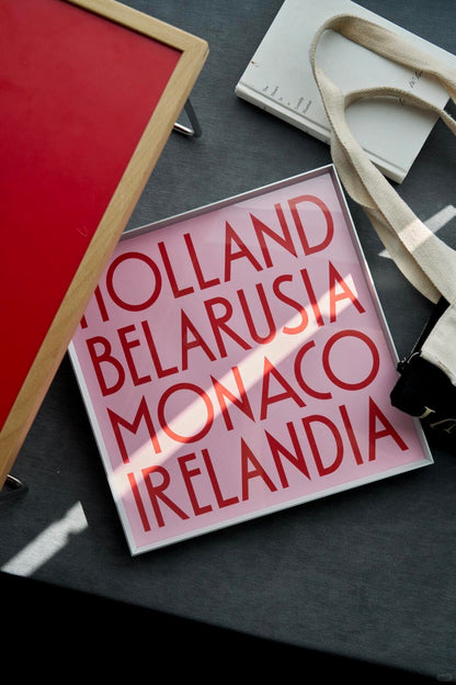 Pink Nations – Framed Typography Print