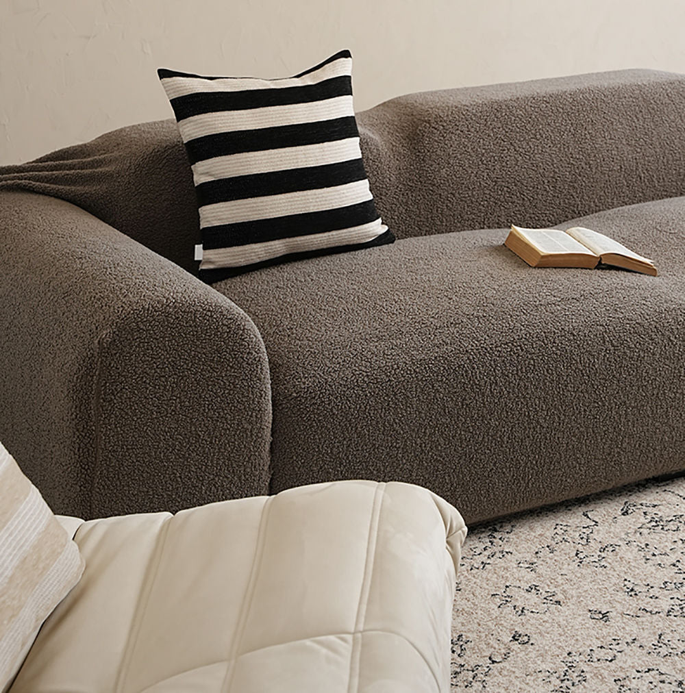 Plush Bouclé Couch Cover – 360° Stretch, Pet-Friendly & Washable