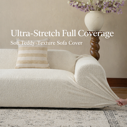 Plush Bouclé Couch Cover – 360° Stretch, Pet-Friendly & Washable