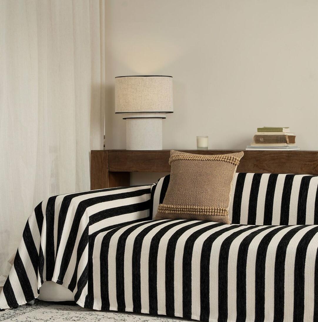 Sleek Chenille Wide-Stripe Couch Throw