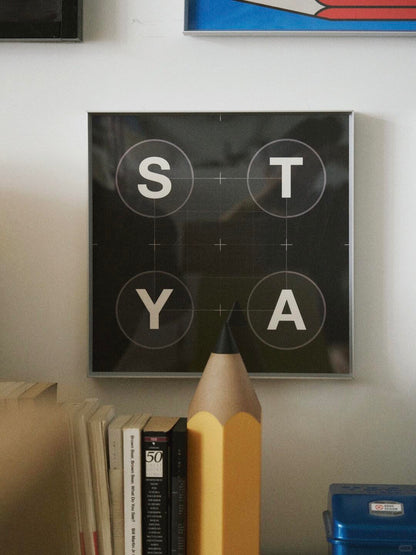 STAY Typography Art Print - Minimalist Black Wall Poster | Bauhaus Design