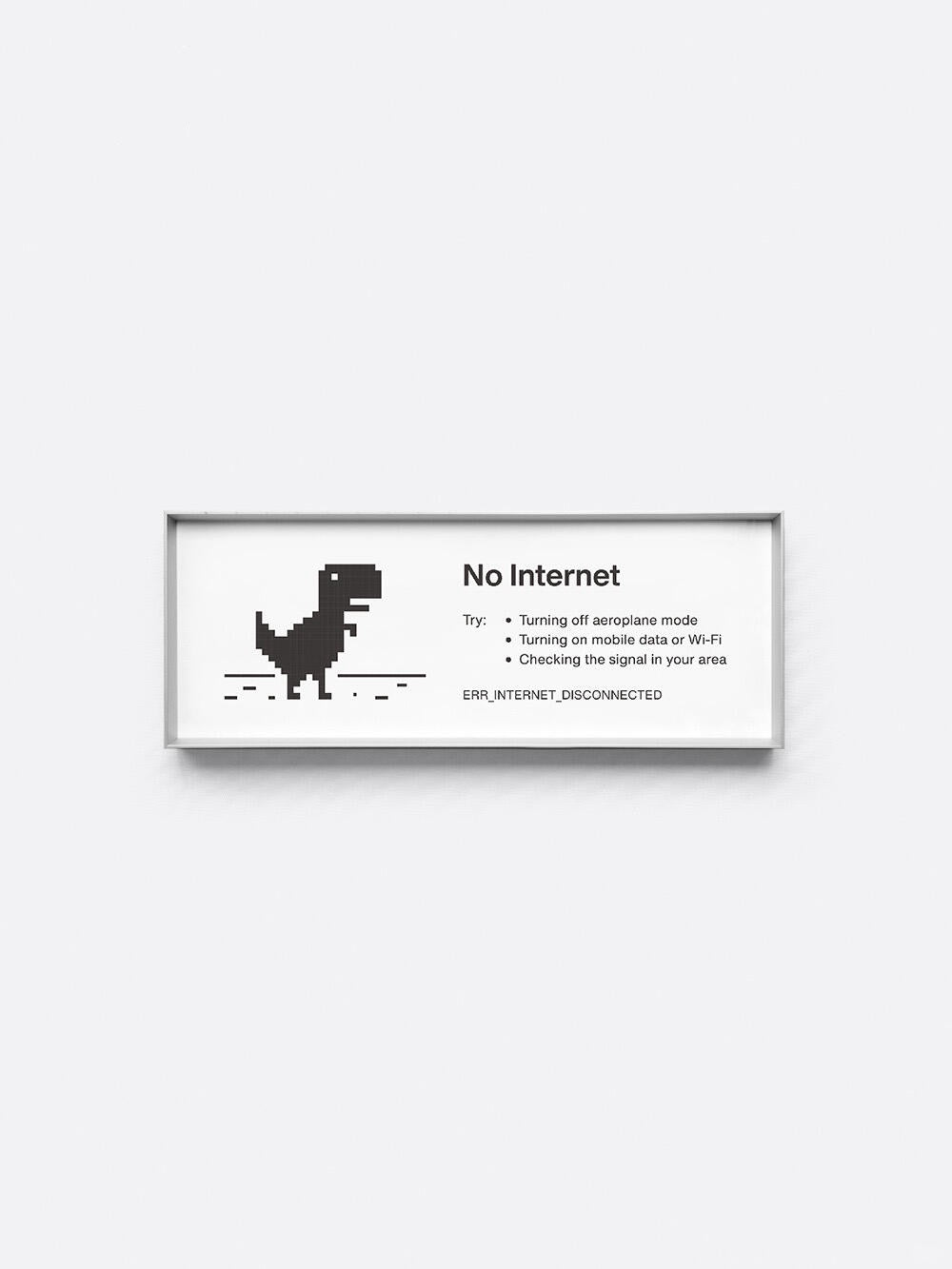 No Internet — Minimalist Tech Humor Framed Print