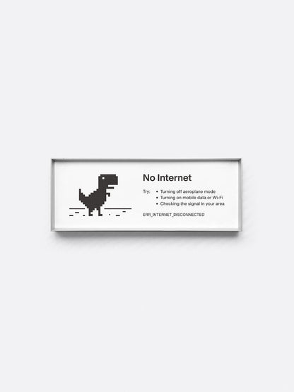No Internet — Minimalist Tech Humor Framed Print