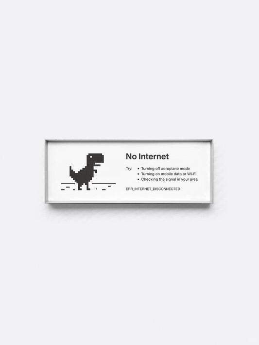 No Internet — Minimalist Tech Humor Framed Print