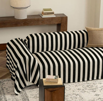 Sleek Chenille Wide-Stripe Couch Throw