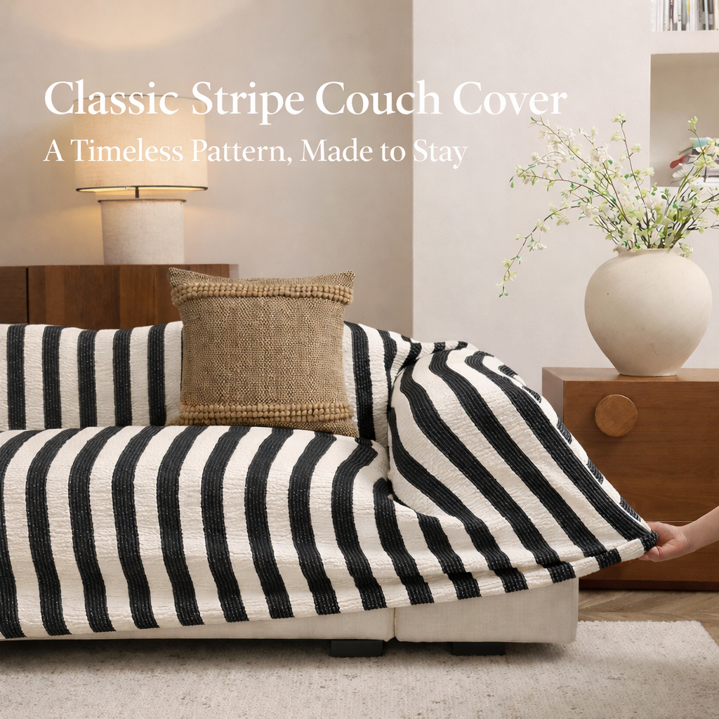 Sleek Stripe 360° Full-Cover Couch Cover
