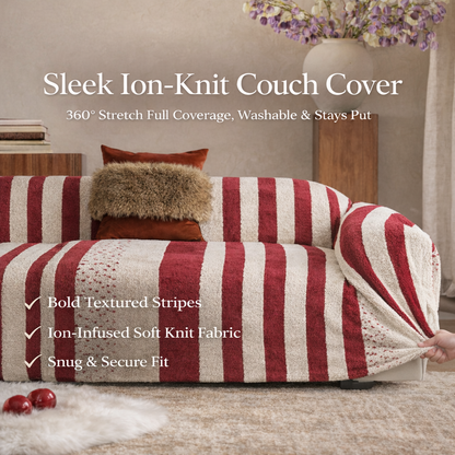 Sleek Ion-Knit Couch Cover – 360° Stretch Full Coverage, Washable & Stays Put