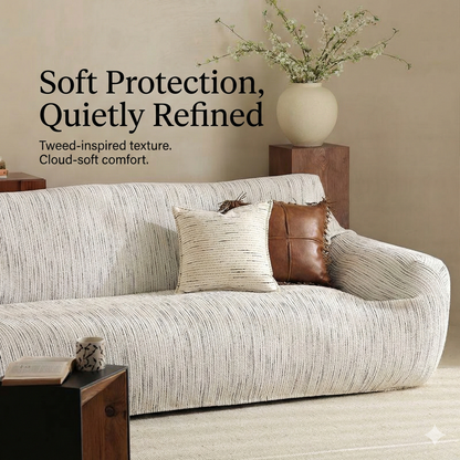Sleek Tweed-Jacquard Couch Cover - 360° Full-Cover Fit • Machine-Washable • Stays Put