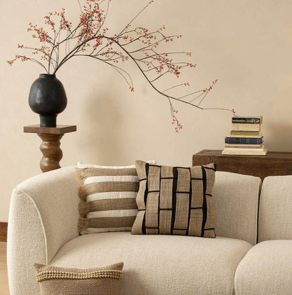 Natural Jute Stripe Cushion Cover