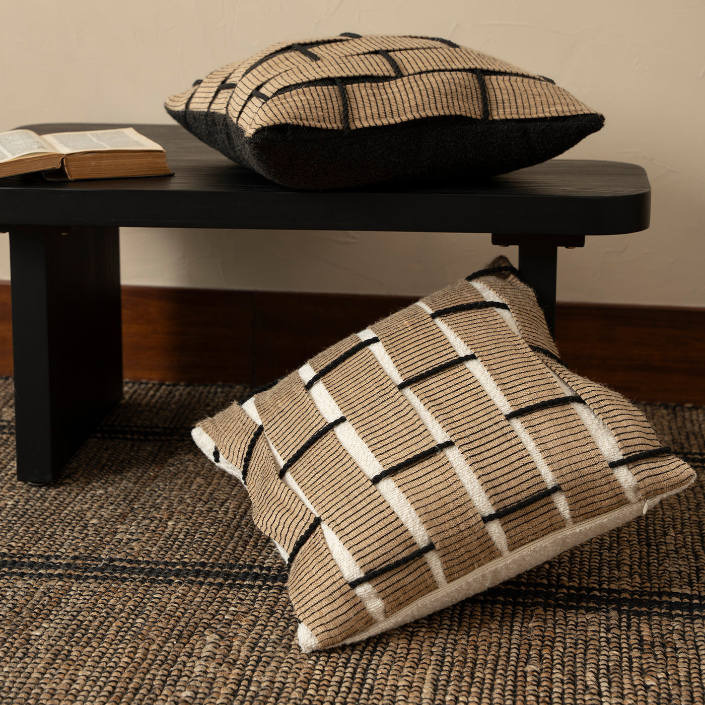 Natural Jute Stripe Cushion Cover