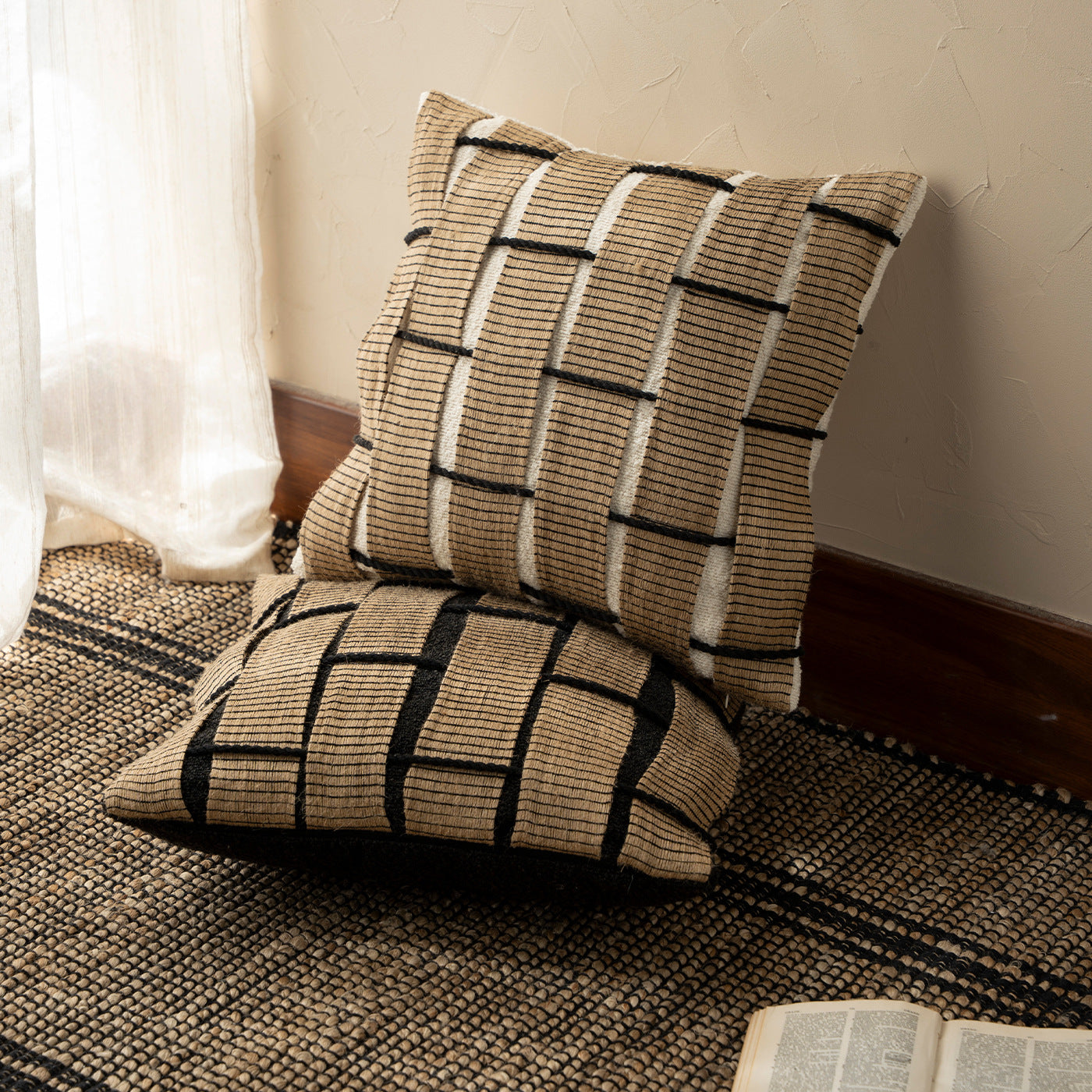 Natural Jute Stripe Cushion Cover