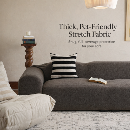 Plush Bouclé Couch Cover – 360° Stretch, Pet-Friendly & Washable