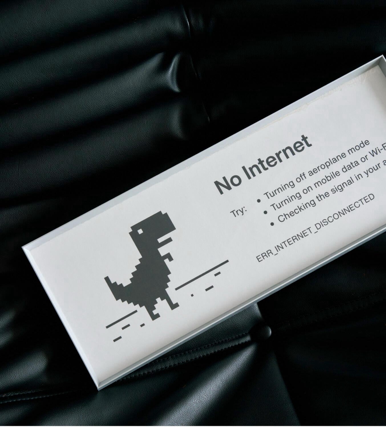 No Internet — Minimalist Tech Humor Framed Print