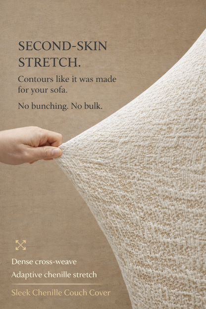 Sleek Chenille Couch Cover - Premium Chenille Jacquard, 360° Wrap & Stays Put