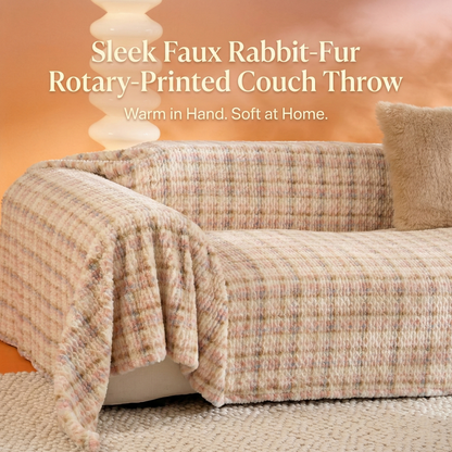 Sleek Faux Rabbit-Fur Rotary-Printed Couch Throw