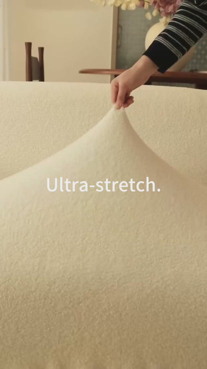 Plush Bouclé Couch Cover – 360° Stretch, Pet-Friendly & Washable