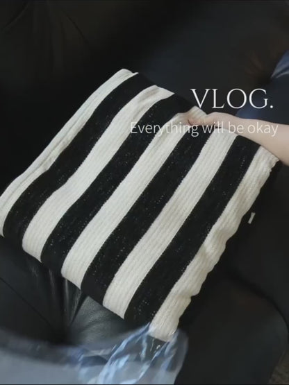 Sleek Chenille Wide-Stripe Couch Throw