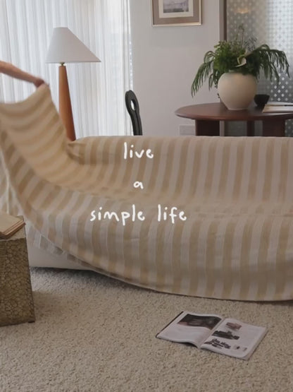 Sleek Chenille Wide-Stripe Couch Throw