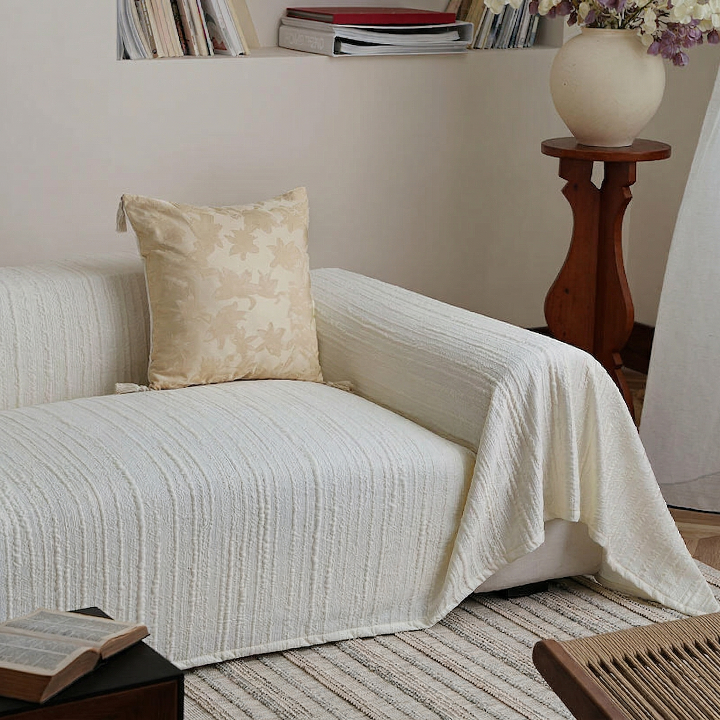 Sleek Cool-Touch Jacquard Couch Throw