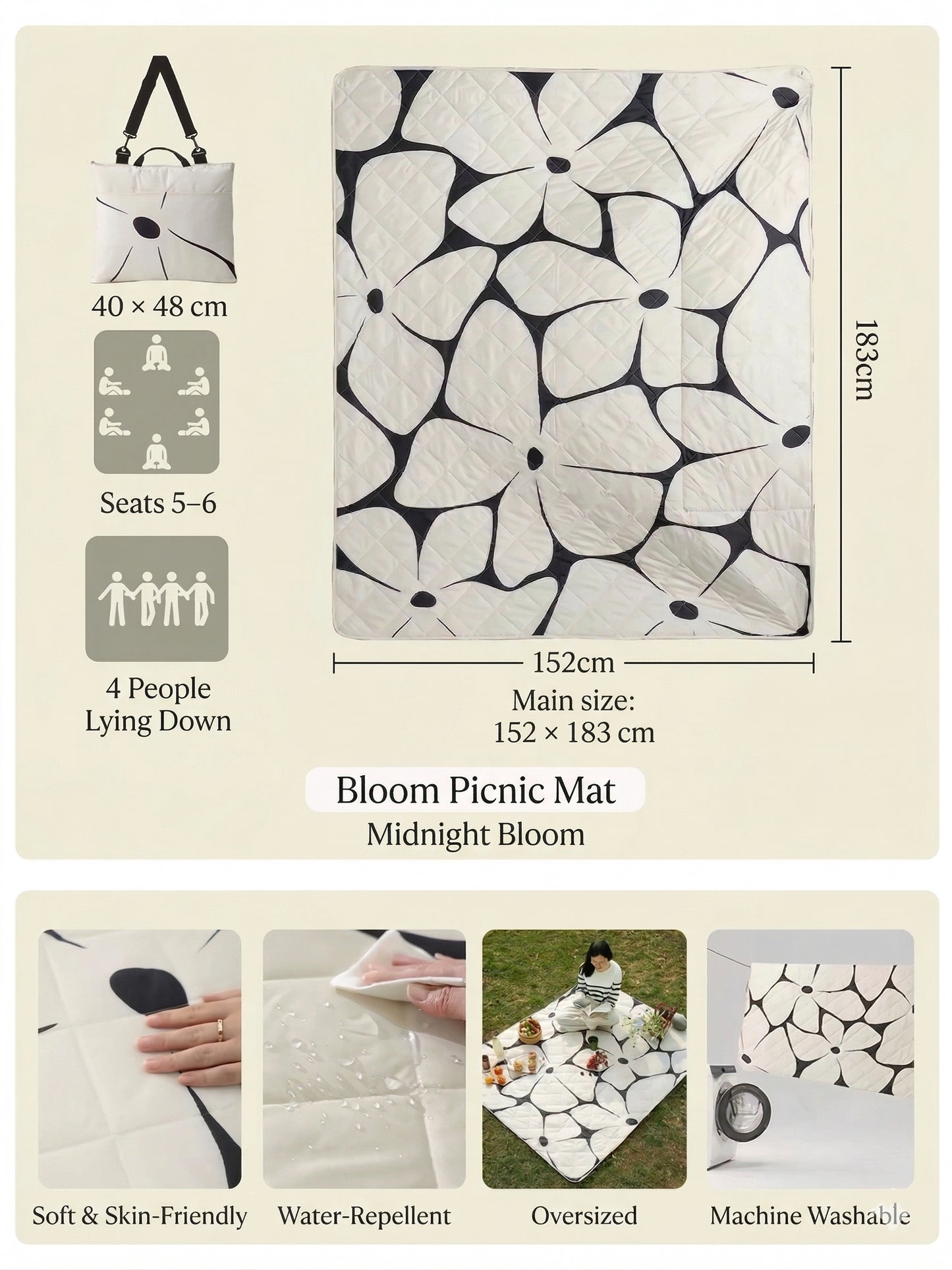 Foldaway Picnic Mat｜Water-repellent, easy to clean, and ready for outdoor days.