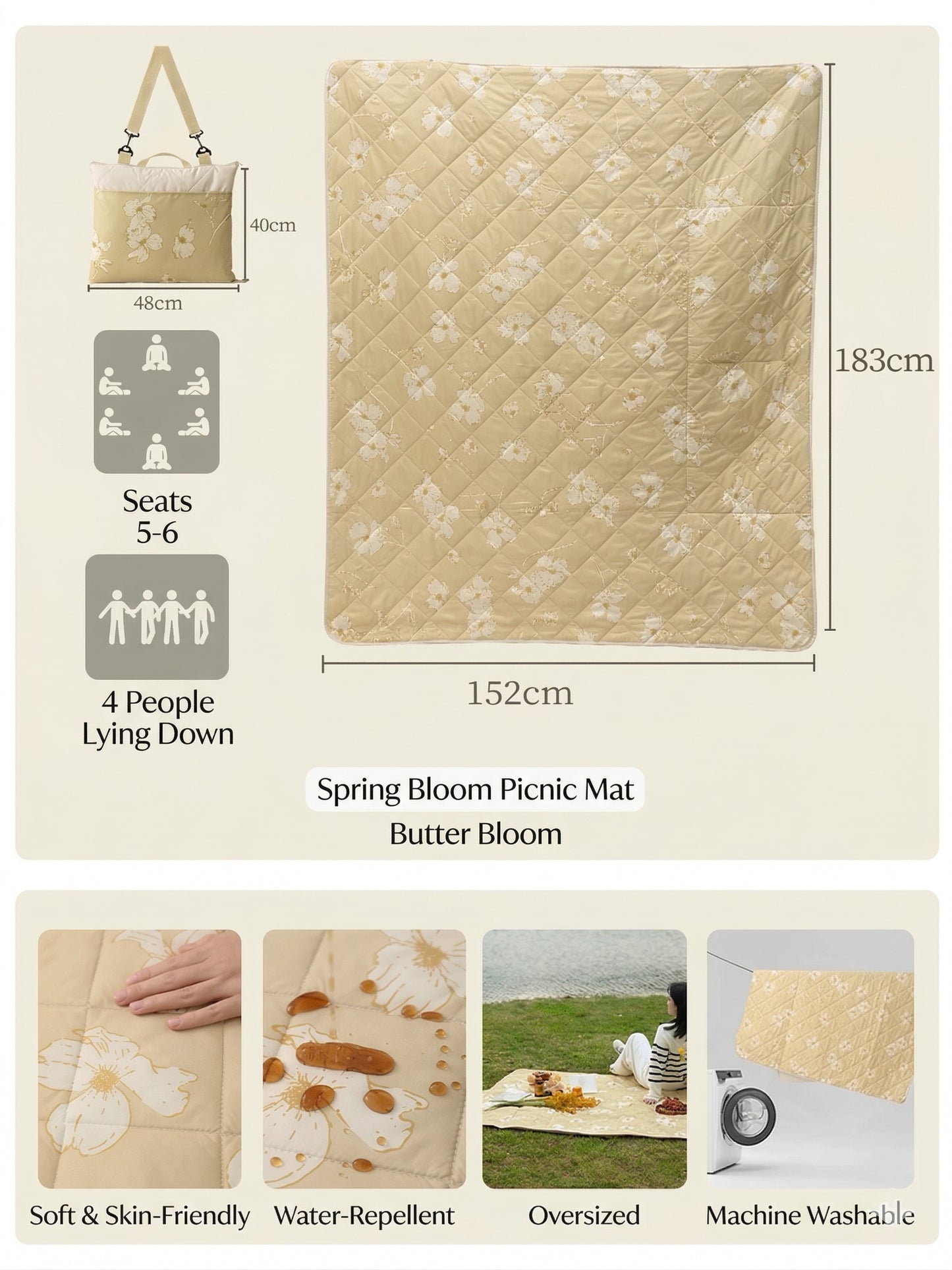 Foldaway Picnic Mat｜Water-repellent, easy to clean, and ready for outdoor days.